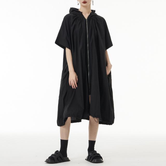 レディース 春夏新作 コート トレンチコート アウター 短袖 帽子付き 日焼け止め服の通販は