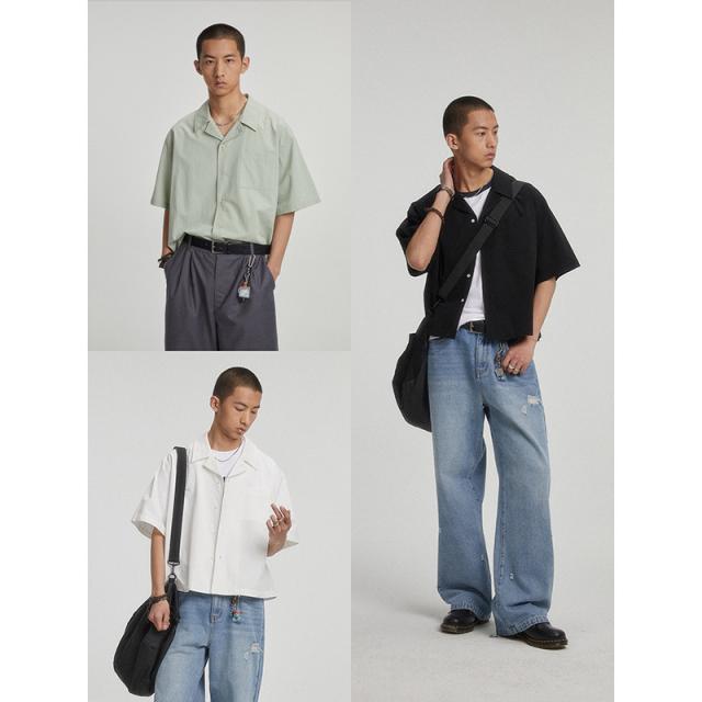 P17510メンズ 男 半袖 ワイシャツ トッブス 2024春夏新作 無地 カジュアル ヴィンテージ 欧米風 / メンズアパレル ファッション AB-RC64の通販は 6,120円