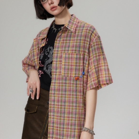 ペアルック 快適な着心地 メンズ 2024春夏新作 半袖 ワイシャツトッブスチェック 男女通用 / メンズアパレル ファッション CS2427-A099の通販は 7,120円