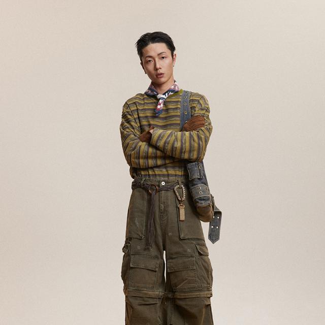 P18687メンズ パーカー 2024秋新作 トッブス ラウンドネック ヴィンテージ 欧米風 ストライプ / メンズアパレル ファッション 391-T165の通販は 7,610円