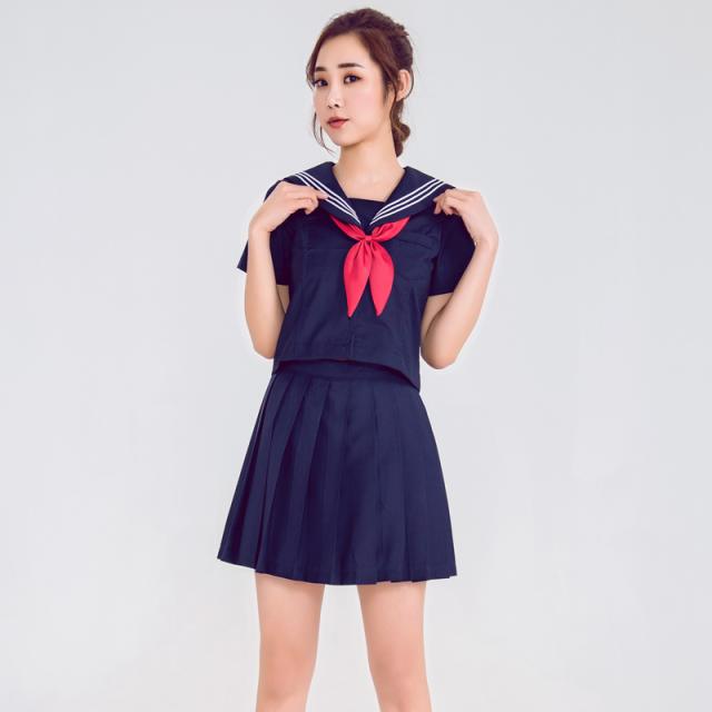 紺色 半袖 JK学生制服 セーラー服 コスプレ衣装 6108 / コスチューム 女子高生服 すいへいさん スクールの通販は 4,568円