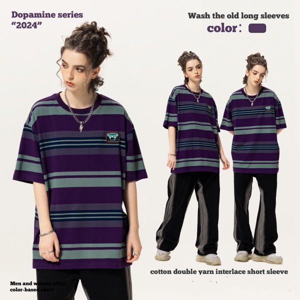 カジュアル Tシャツ 半袖 トッブス ペアルック メンズ 2024春夏新作 男女通用 ストライプ / メンズアパレル ファッション コート 24SS319の通販は 5,324円