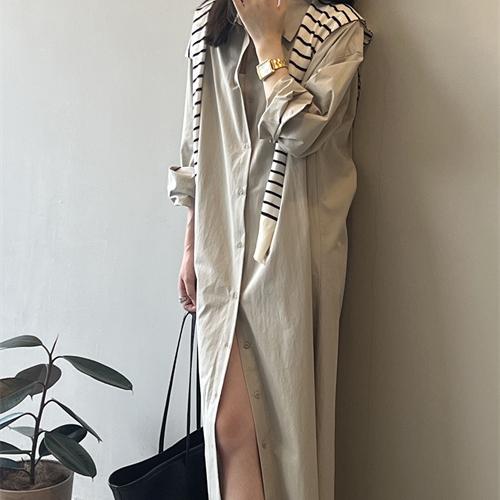 トップス レディース シャツワンピース 無地 2024秋新作 3色 韓国風 カジュアル 長袖 / 82128の通販は 8,065円