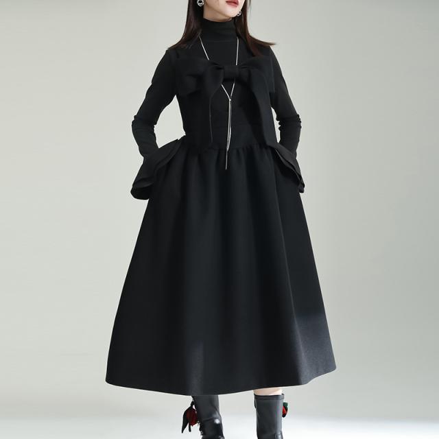 2色 レディース ワンピース ロング 上品 可愛い 無地 エレガンス 保温 / スワンピースの通販は 7,690円