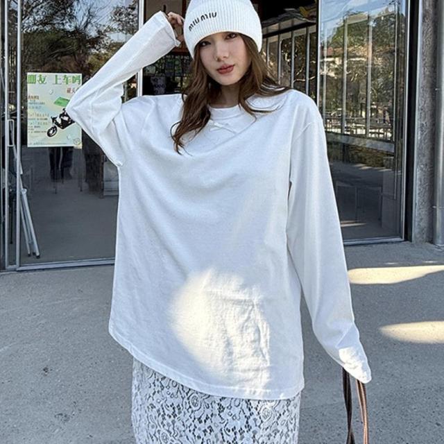 レディース シャツ Tシャツ トップス 2024冬新作 レース 2色 インナー ロング丈 / 85609の通販は