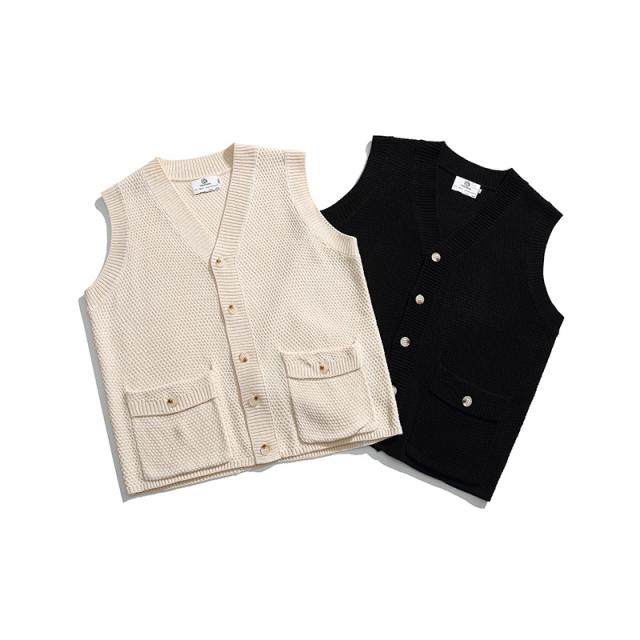 男 ベスト セーター 2023新作 カジュアル 無地 カーディガン / メンズアパレル トップスの通販は