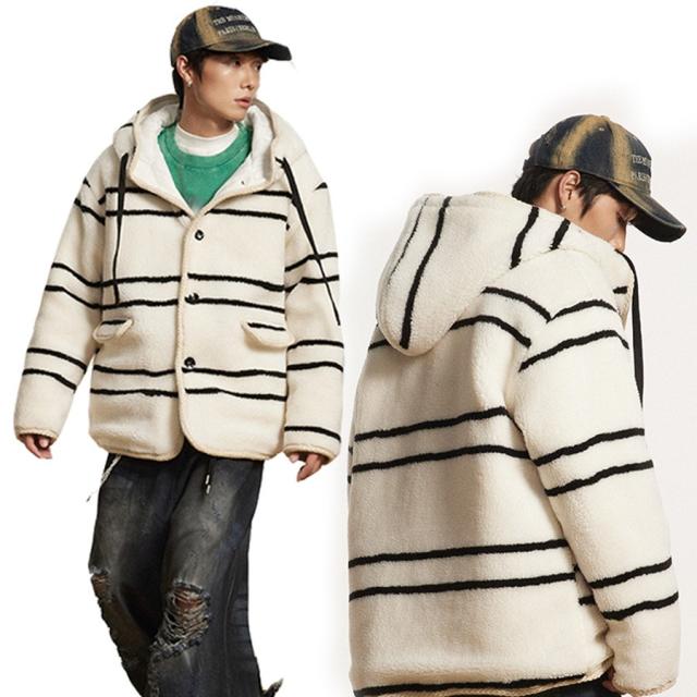 メンズ アウター ジャケット 欧米風 ストライプ 2024秋新作 ヴィンテージ ラムウール連帽 / メンズアパレル ファッション MY141-FSHの通販は 12,235円