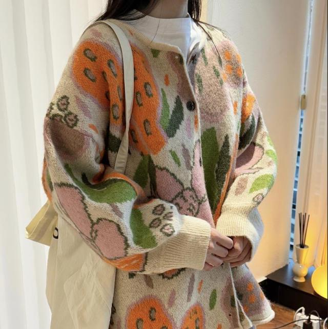 レディース ニット セーター トップス カットソー 花柄 2025春新作 韓国風 ヤング / Z3593の通販は