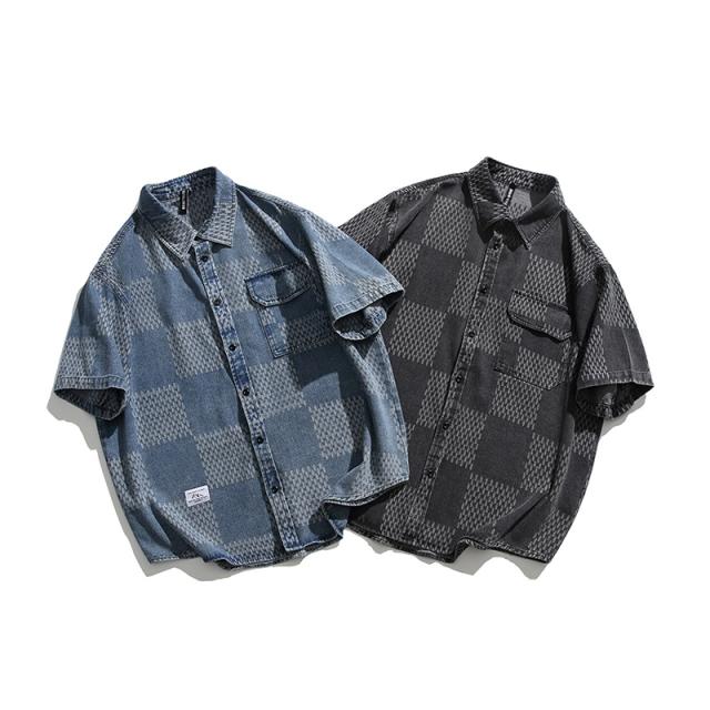 P13980男ワイシャツ 2023夏新作 トッブス カジュアル 半袖 チェック ヴィンテージ コントラスト色 / メンズアパレル ファッションの通販は 6,482円