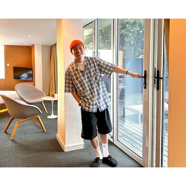 P14246男 ワイシャツ 2023新作 トッブス 半袖 ダブルカラー チェック / メンズアパレル ファッションの通販は 7,450円