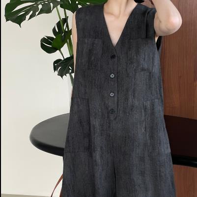 レディース ボトムス 2024夏新作 オールインワン ワイド 2色 キュロット Vカラー / レデイース パンツ 2578の通販は