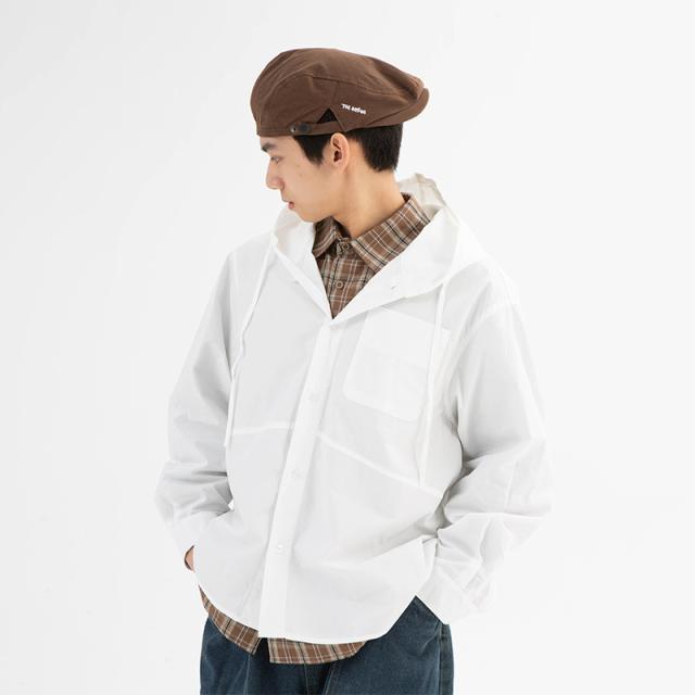 メンズ カジュアル ワイシャツ ペアルック アウター 2025春夏新作 連帽 無地 / メンズアパレル トッブス N1176の通販は 7,692円