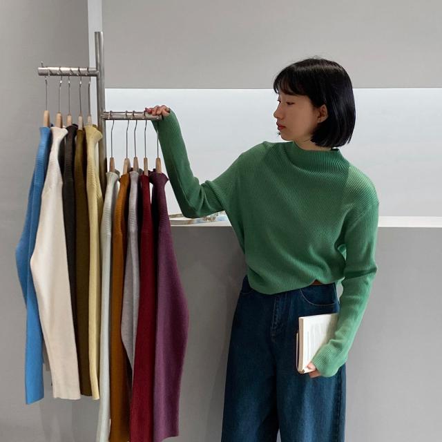 レディース ニット セーター トップス カットソー 韓国風 11色 無地 2024冬新作 / U1153の通販は