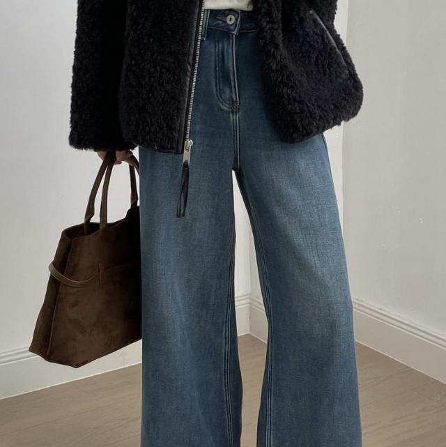 レディース ボトムス ジーンズ デニム ワイドパンツ ハイウエスト 裏起毛 2024冬新作 / 96795の通販は 7,553円