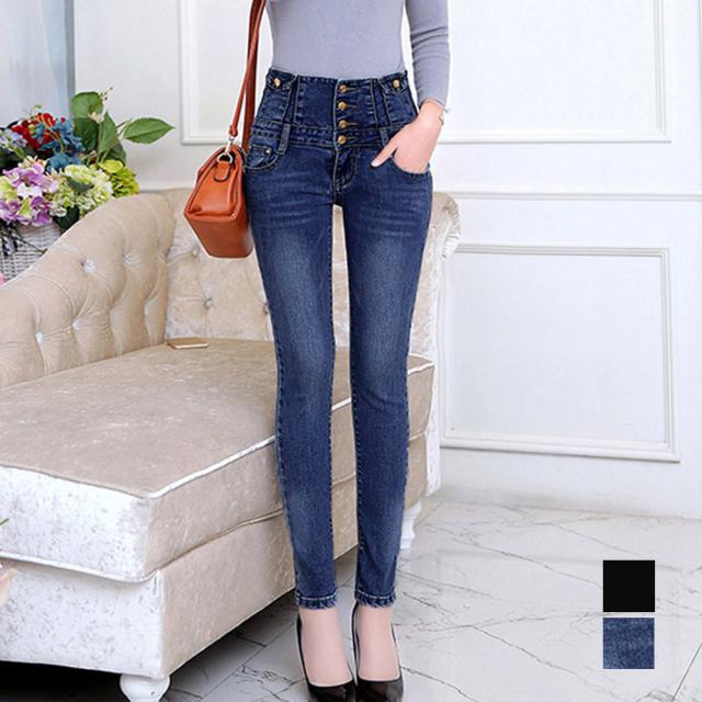 ハイウエスト デニムスキニーパンツ 韓国 / 細見えデニムパンツ ロングパンツスリム ペンシルパンツ女性 20240205の通販は 5,986円