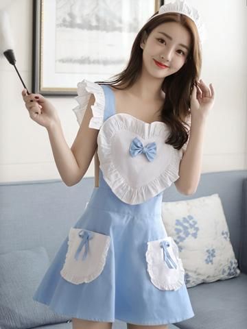 ウエイトレス コスプレ 衣装 コスチューム 仮装 Aライン エプロン ガーリー キュート ハート フリル リボン 可愛い 色気 胸元 ブルー フの通販はau Pay マーケット Graxiaはドレスから下着まで国内最大級