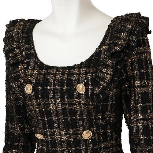 【グラシア】 キャバ ドレス キャバドレス ワンピース ミニドレス クラシカル フリル チェック ミニ丈 ブラック S M L XL_11