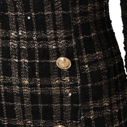 【グラシア】 キャバ ドレス キャバドレス ワンピース ミニドレス クラシカル フリル チェック ミニ丈 ブラック S M L XL_12