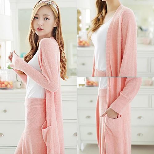【グラシア】 ルームウェア モコモコ パジャマ 部屋着 キャミ ロング パーカー カーディガン ピンク フリーサイズ グラシア】 ルームウェア モコモコ パジャマ 部屋着 ポケット付き