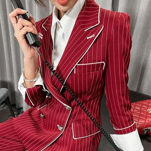【グラシア】 キャバ ドレス キャバドレス ワンピース ロングドレス クール ストライプ セットアップ パイピング メリハリ すっきり レッド S M L XL_6