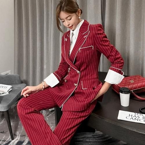 【グラシア】 キャバ ドレス キャバドレス ワンピース ロングドレス クール ストライプ セットアップ パイピング メリハリ すっきり レッド S M L XL_7