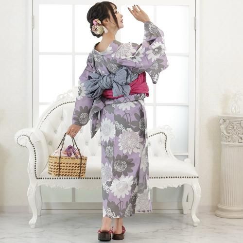 グラシア】 浴衣 兵児帯 鼻緒下駄 3点セット 太陽のように咲いた雛菊