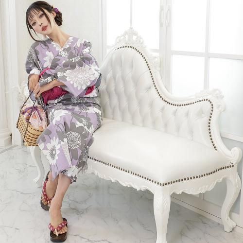 グラシア】 浴衣 兵児帯 鼻緒下駄 3点セット 太陽のように咲いた雛菊