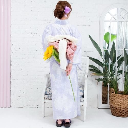 【グラシア】 浴衣 兵児帯 鼻緒下駄 3点セット 大ぶりの芍薬の花が柔らかな色合いに咲いた浴衣 パープル フリーサイズ グラシア】 浴衣 兵児帯 鼻緒下駄 3点セット 大ぶりの芍薬の花が柔らかな