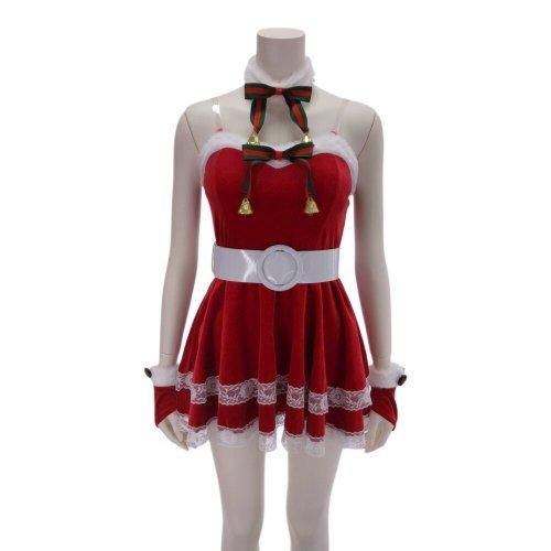 【グラシア】 コスプレ 衣装 コスチューム 仮装 セクシー キュート コス サンタガール キュート セットアップ ベアトップ ミニスカ リボン レッド フリーサイズ グラシア】 コスプレ 衣装 コスチューム 仮装 セクシー キュート コス