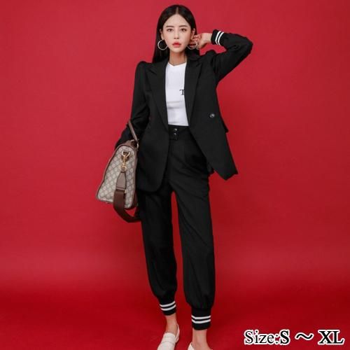 キャバ スーツ キャバスーツ フォーマルオールインワン・スーツ ハイウエスト クール セットアップ バイカラー こなれ感 スポーティ 魅せる ブラック S M L XL