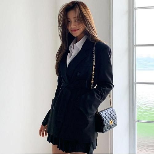 キャバ スーツ キャバスーツ フォーマルオールインワン・スーツ ウエストライン シルエット シンプル セットアップ プリーツ リボン ゆったり 体形カバー プリーツスカート バラ ブラック S M L XL キャバ スーツ キャバスーツ フォーマルオールインワン・スーツ