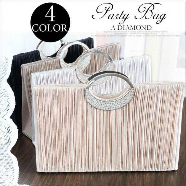 パーティーバッグ 4色 クラッチバッグ ファッションバッグ 3WAY 収納力抜群 大きめバッグ パーティバック YJ-B55136 ベージュ 黒 シルバー オリーブ の通販は 5,350円