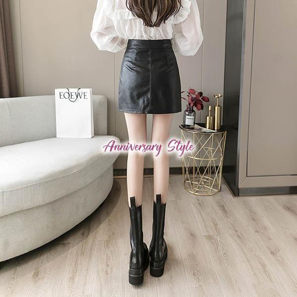 ミニスカート 黒 S-XL マイクロ 合成レザー ジッパー 台形 13939059  