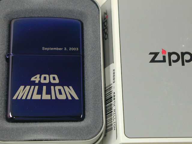 【2003年製／新品】ZIPPO ４憶個達成記念モデル／ムードインディゴブルー