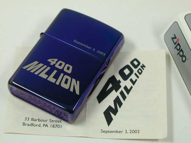 【2003年製／新品】ZIPPO ４憶個達成記念モデル／ムードインディゴブルー