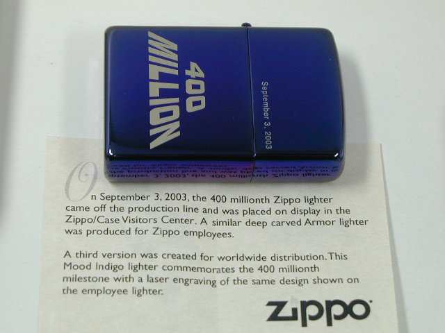 【2003年製／新品】ZIPPO ４憶個達成記念モデル／ムードインディゴブルー