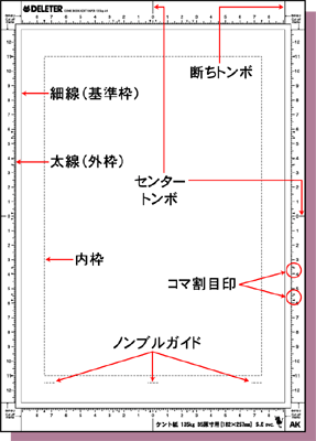 デリーター　漫画原稿用紙 ケント紙 　 メモリ付 AKタイプ　プロ投稿用 B4サイズ 　135kg