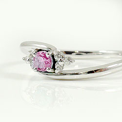 Pt900　天然 ピンクトルマリンリング　D0.02ct 　12号　10月誕生石 ピンクトルマリンリング プラチナ ダイヤモンド ピンキーリング