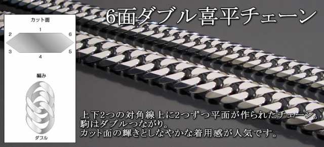 プラチナ 喜平ネックレス 6面ダブル 六面 キヘイ PT850 30g-60cm 造幣局検定刻印入｜au PAY マーケット