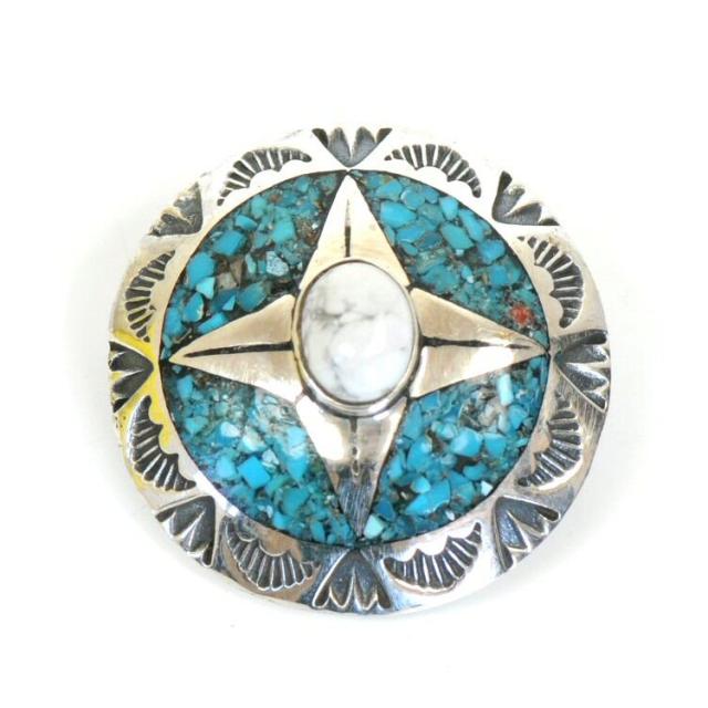 メール便 送料無料 コンチョ ターコイズ&ホワイトバッファロー SILVER 革財布 ベルトのアクセサリー【シルバー925】003 ┃