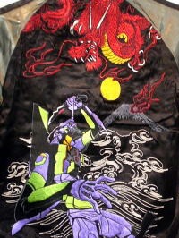 エヴァ×錦 コラボ 初号機VS飛龍 綾波桜刺繍リバーシブルスカジャンの