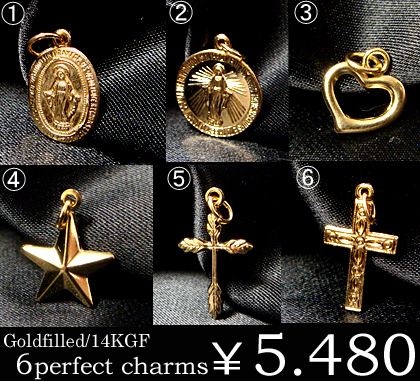 即納 ■送料無料■【Goldfilled/14KGF】アメリカ発”K14ゴールドフィルドチャームネックレス/6charmの通販は 5,042円