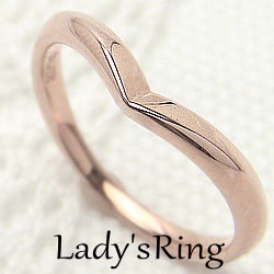 シンプルリング Vライン 指輪 ピンキーリング ピンクゴールドK10 レディース 10金 送料無料