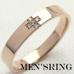 クロス メンズ ダイヤモンドリング ピンクゴールドK10 指輪 ピンキーリングの通販は 35,165円