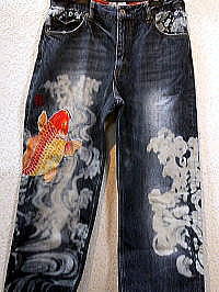 カラクリ魂 和柄デニムパンツ KARAKURI　緋鯉刺繍の通販は