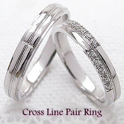 結婚指輪 クロス ダイヤモンド ペアリング ホワイトゴールドK18 マリッジリング 18金 十字架 2本セット 送料無料の通販は 105,850円