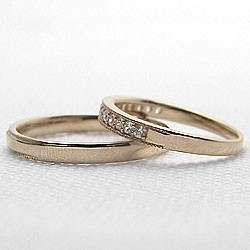 結婚指輪 エタニティリング ミル打ち ペアリング ダイヤモンド イエローゴールドK10 マリッジリング 10金 2本セット 送料無料
