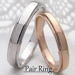 結婚指輪 段差デザイン ペアリング マリッジリング ピンクゴールドK10 ホワイトゴールドK10 10金 2本セットの通販は