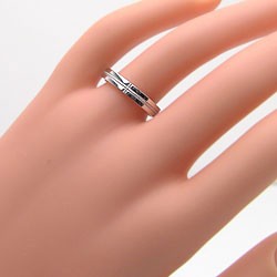 クロス メンズリング ミル打ち デザイン  アクセサリー ホワイトゴールドK18 誕生日プレゼント 激安