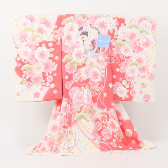 レンタルお宮参り着物 Pom Ponette ポンポネット 絵羽柄 祝着 1歳 女の子 クリームに桜と鶴の通販はau Pay マーケット なでしこ